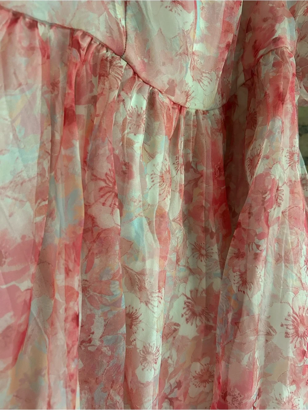 Francesca's Collections Pink Floral Puff-Sleeve Mini Dress - Picture 2 of 5